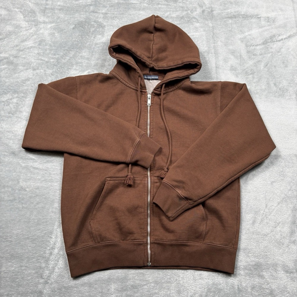 Brandy Melville Brown Christy Oversized Full Zip Hoodie One Size
